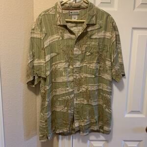 Columbia Men's Short Sleeve Button-Up Vertex Shirt Palm Tree Beach Size XL EUC